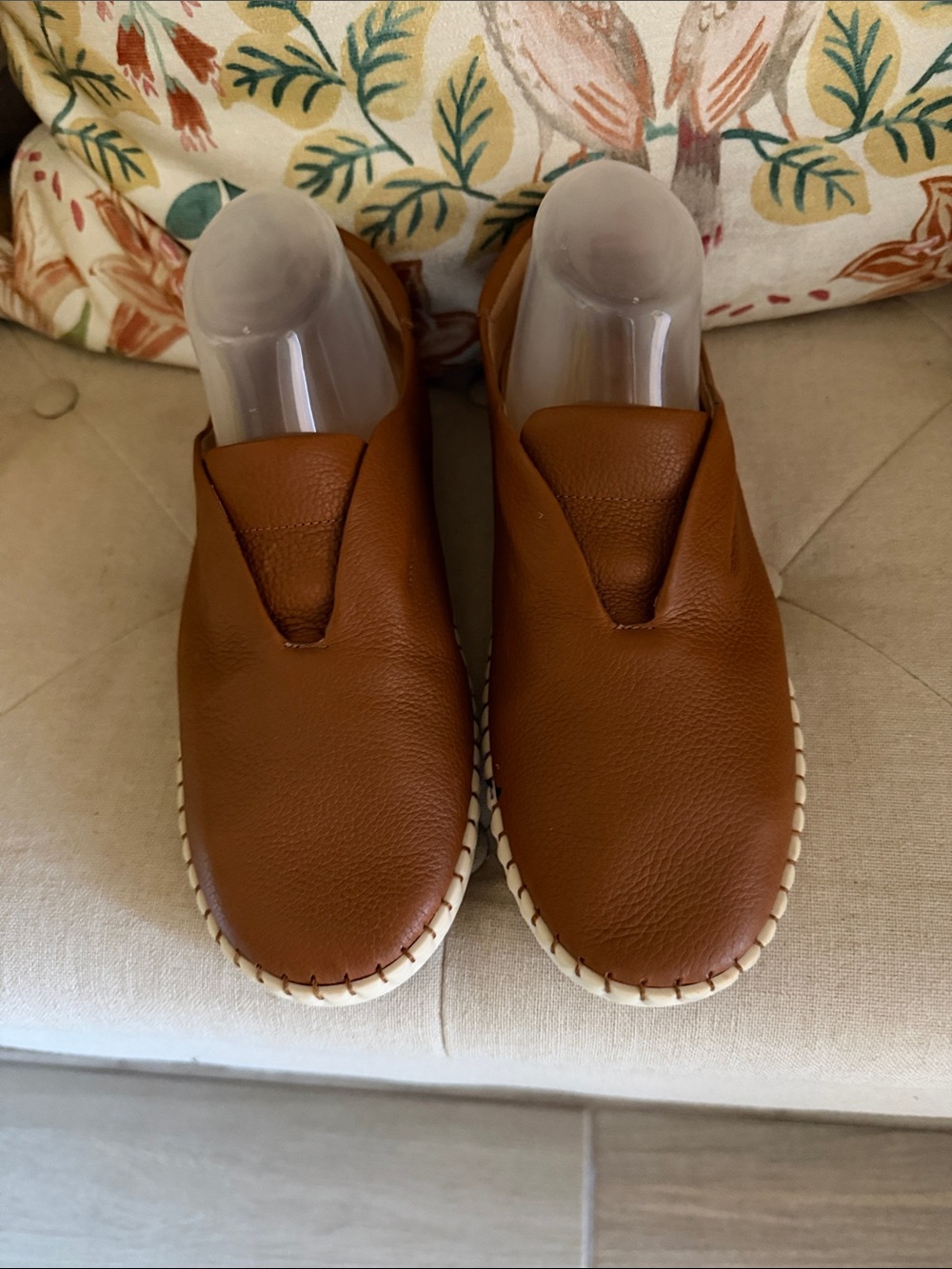 Women's Slip-On Leather Loafers in Cognac Brown